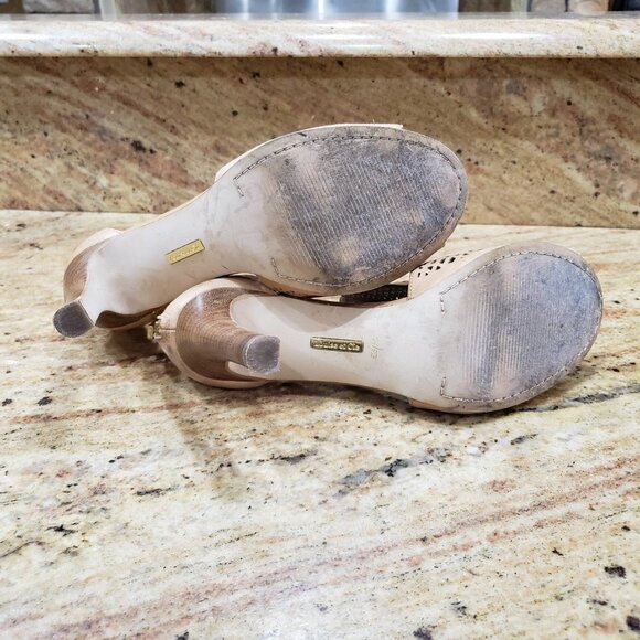 Louise et Cie sz 9 B open toe weave leather, adjustable heels gold access - Picture 10 of 12